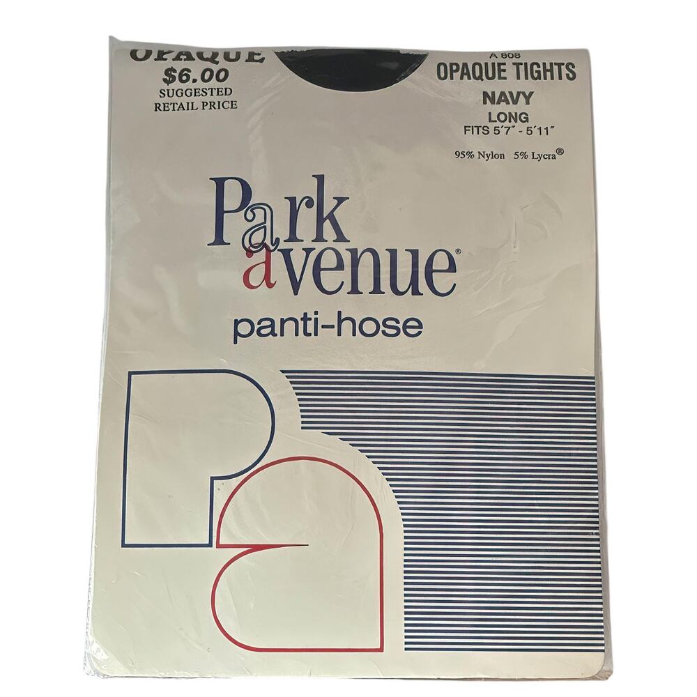 1970s Park Avenue Navy Opaque Pantyhose (Average Size, Long) – New Old Stock